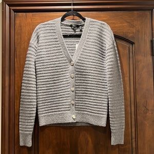 Theory Button Grey Cardigan, Petite Small